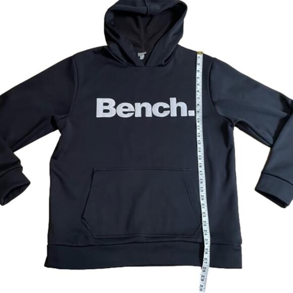 Bench Black and White Logo Fleece Lined Hoodie Size XL - Picture 6 of 7